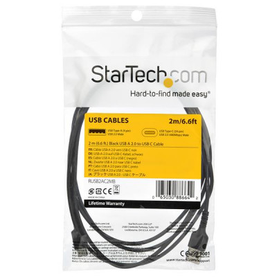StarTech Cable Black USB 2.0 to USB C Cable 2m