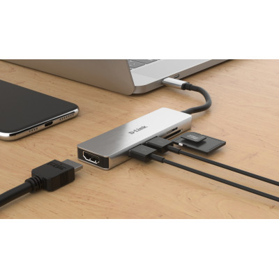 D-Link 5-in-1 USB-C Hub HDMI&#47;microSD Reader