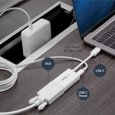 StarTech USB-C to VGA Adapter USB PD White