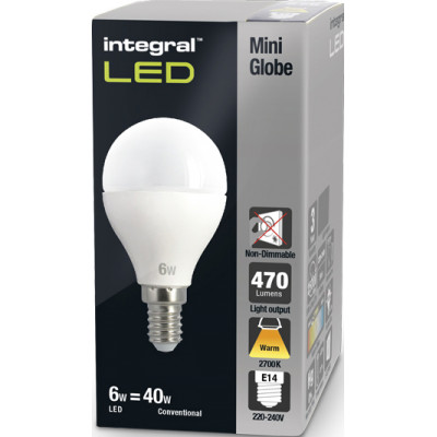 MINI GLOBE 5.5W (40W) 2700K 470LM E14 NON-DIMMABLE FROSTED L