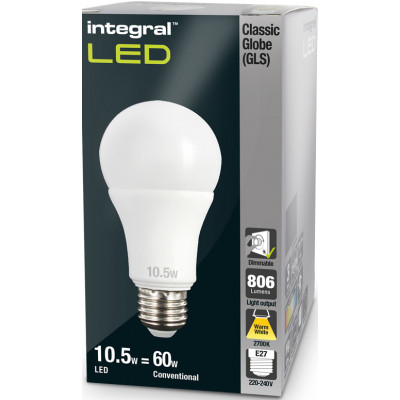 INTEGRAL CLASSIC GLOBE 8.5W (60W) 2700K 806LM E27 DIMMABLE