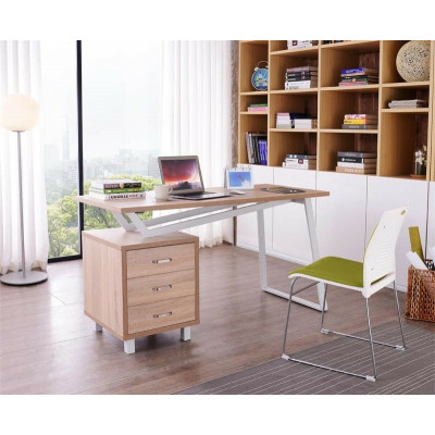 TECHLY COMPUTER DESK WITH THREE DRAWERS WHITE/OAK