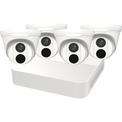 SECURITY CAMERA KIT: 4X TURRET CAMERAS + 8-CHANNEL NVR - 4MP