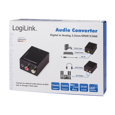 LOGILINK AUDIO CONVERTER, DIGITAL TO ANALOG 3.5MM/SPDIF/COAX