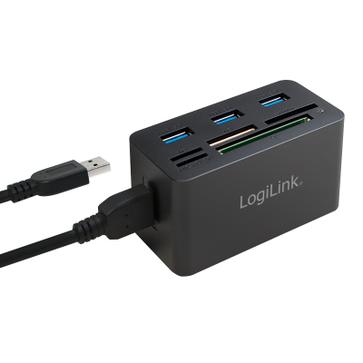 LOGILINK USB 3.0 CARDREADER, "MULTI-MEDIA MINI DOCK", BLACK