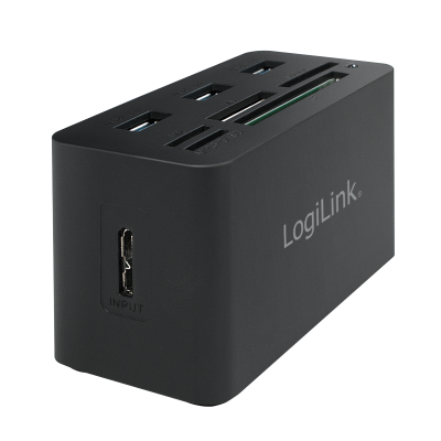 LOGILINK USB 3.0 CARDREADER, "MULTI-MEDIA MINI DOCK", BLACK