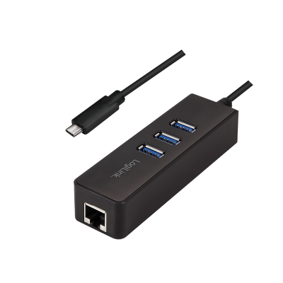 LOGILINK USB 3.2 GEN 1X1 USB-C 3-PORT HUB, WITH GIGABIT ETHE