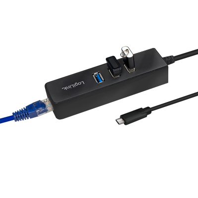 LOGILINK USB 3.2 GEN 1X1 USB-C 3-PORT HUB, WITH GIGABIT ETHE