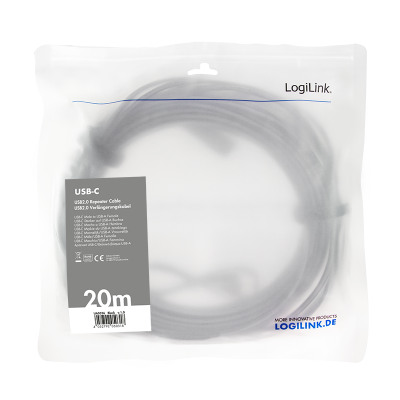 LOGILINK USB 2.0 ACTIVE REPEATER CABLE, USB-C M TO USB AF, 2