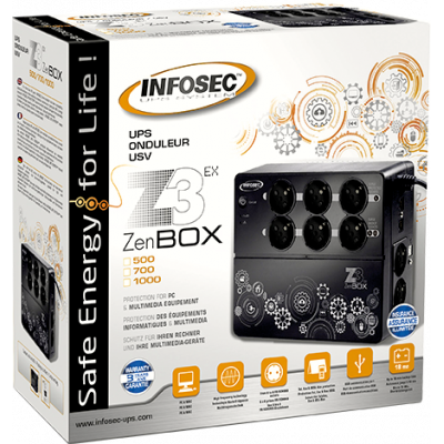 INFOSEC ZENERGY BOX 500VA UPS OFFLINE 3+3 OUTLET/SURGE+RJ45
