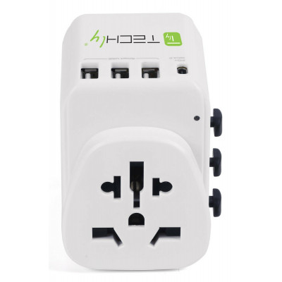 TRAVEL ADAPTER WITH 3x USB 10A WHITE