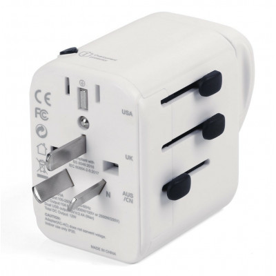 TRAVEL ADAPTER WITH 2x USB 2.4A WHITE