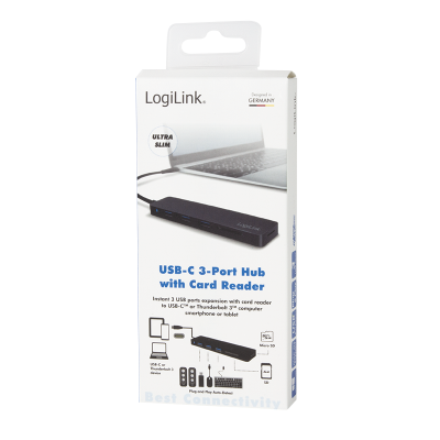 LOGILINK USB 3.2 GEN 1X1 USB-C 3-PORT HUB, W. CARDREADER, UL