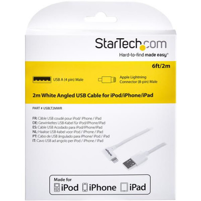 StarTech 6ft White Angled Lightning to USB Cable