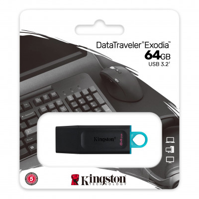 Kingston 64GB USB3.2 Gen 1 Exodia Black+Teal