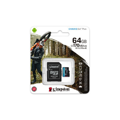 Kingston 64GB microSD Canvas Go Plus Card+ADP