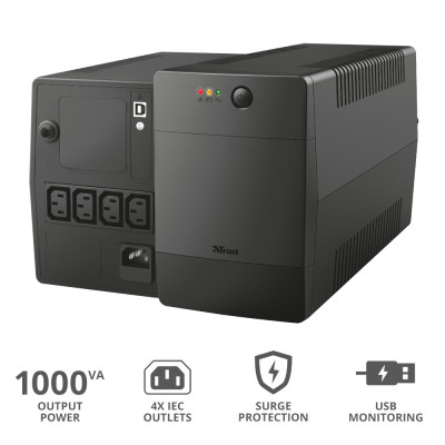 Trust Paxxon 1000VA UPS with 4 IEC power outlets