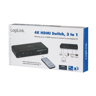LOGILINK 4K HDMI SWITCH 3X1 WITH REMOTE CONTROL
