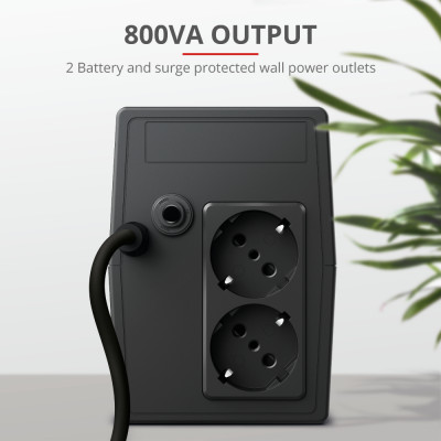 Trust Paxxon 800VA UPS with 2 standard wall power outlets