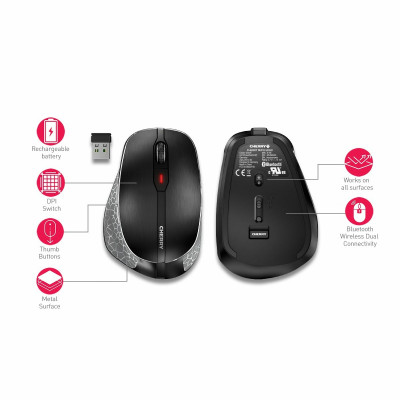 CHERRY MW 8 ERGO RECHARGEABLE WIRELESS MOUSE BLACK