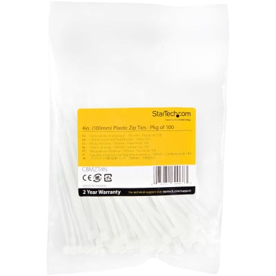 StarTech 4" Cable Zip Ties UL Listed 100 Pack