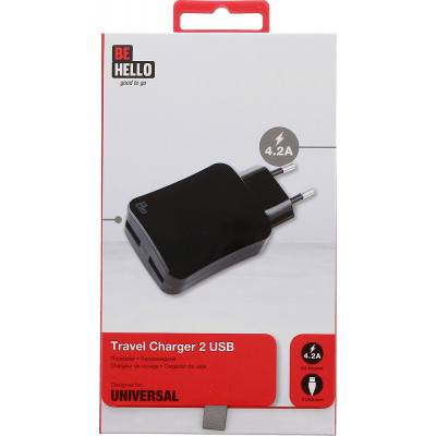 Behello Charger 4.2A 2 USB Ports Black