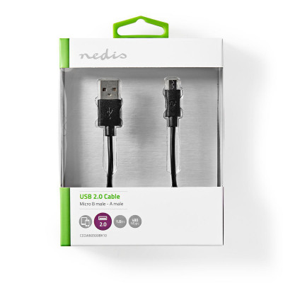 Nedis Cable USB 2.0 USB &#47; USB Micro M&#47;M Black 1m Blister