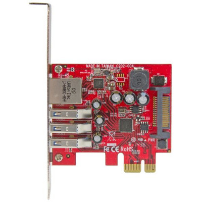 StarTech 3Pt PCIe USB 3.0 Card+Gigabit Ethernet