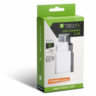 TECHLY PLUG ADAPTER WITH 1 USB PORT 5V / 2.4A WHITE