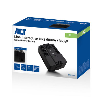 Act UPS 600VA Line Interactive with AVR 6 x