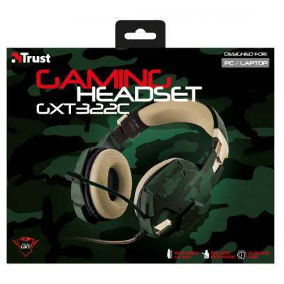2ème choix - état neuf: Trust GXT 322W Carus Gaming Headset - jungle camo