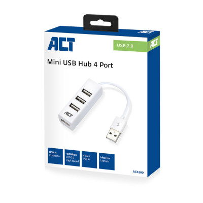 ACT AC6200 USB 2.0 Hub mini 4 port white