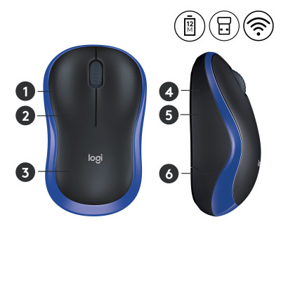Logitech Wireless Mouse M185 Blue EWR2