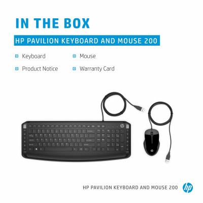 HP Pavilion and Mouse 200 keyboard Mouse included USB Black