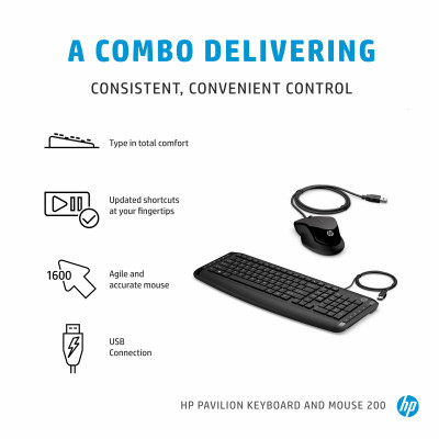 HP Pavilion and Mouse 200 keyboard Mouse included USB Black