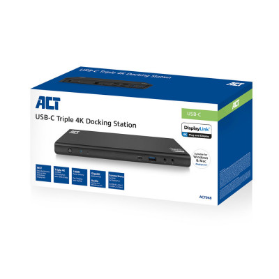 ACT Docking DisplayLink 4K @60Hz USB-C - 3x HDMI/2x DisplayPort, Gigabit Ethernet, 5x USB-A 3.2, 2x USB-C, Audio in-out, 135W power supply