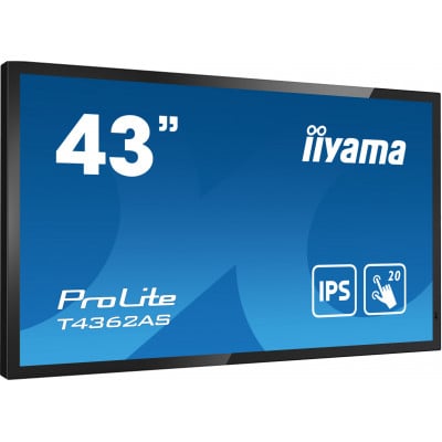 iiyama T4362AS-B1 beeldkrant Interactief flatscreen 108 cm (42.5") IPS 500 cd/m² 4K Ultra HD Zwart Touchscreen Type processor Android 8.0 24/7