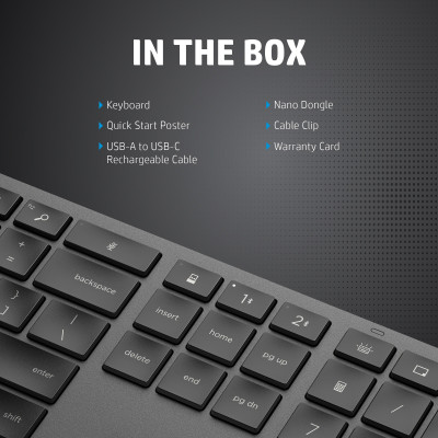 HP 975 Dual-Mode Wireless Keyboard toetsenbord RF-draadloos + Bluetooth QWERTY Engels Zwart