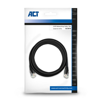 ACT AC4010 networking cable Black 10 m Cat6 U/UTP (UTP)