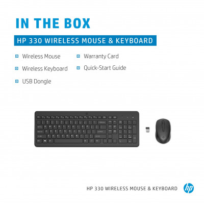HP 330 Wireless Mouse and Combination keyboard Mouse included RF Wireless English Black
