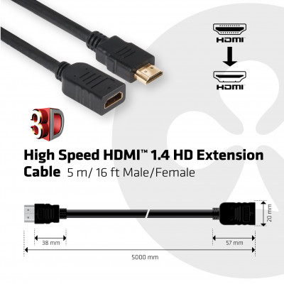 CLUB3D CAC-1320 HDMI kabel 5 m HDMI Type A (Standaard) Zwart