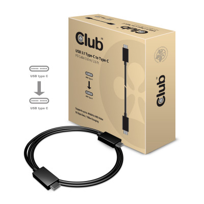 CLUB3D 0.8m, 2xUSB3.1-C USB-kabel USB 3.2 Gen 2 (3.1 Gen 2) USB C Zwart