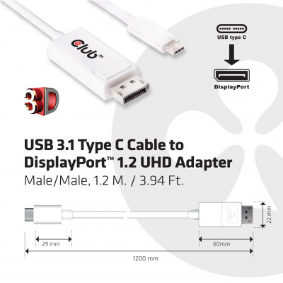 CLUB3D CAC-1517 tussenstuk voor kabels USB Type C Wit