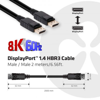 CLUB3D CAC-2068 câble DisplayPort Noir