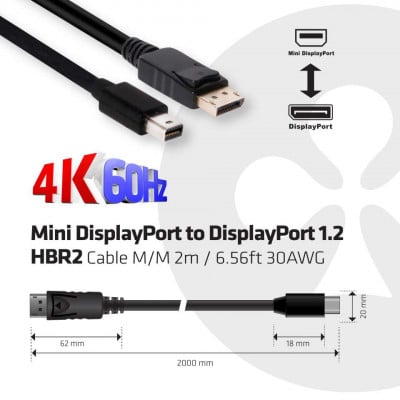 CLUB3D CAC-2163 DisplayPort cable Black