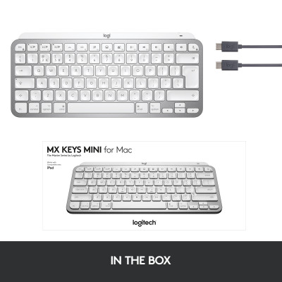 Logitech MX Keys Mini For Mac Minimalist Wireless Illuminated Keyboard toetsenbord Bluetooth AZERTY Frans Grijs