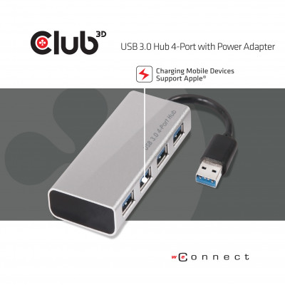 CLUB3D csv-1431 Docking USB 3.2 Gen 1 (3.1 Gen 1) Type-A Zwart, Zilver