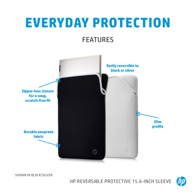 HP Reversible Protective 15.6-inch Geo Laptop Sleeve notebooktas 39,6 cm (15.6") Opbergmap/sleeve Zwart, Grijs