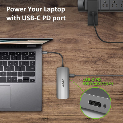 Acer HP.DSCAB.008 notebook dock & poortreplicator Bedraad USB 3.2 Gen 2 (3.1 Gen 2) Type-C Zilver