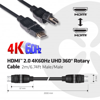 CLUB3D CAC-1360 HDMI kabel 2 m HDMI Type A (Standaard) Zwart